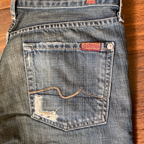 7 For All Mankind Ripped Boot Cut Jeans - Picture 4 of 5